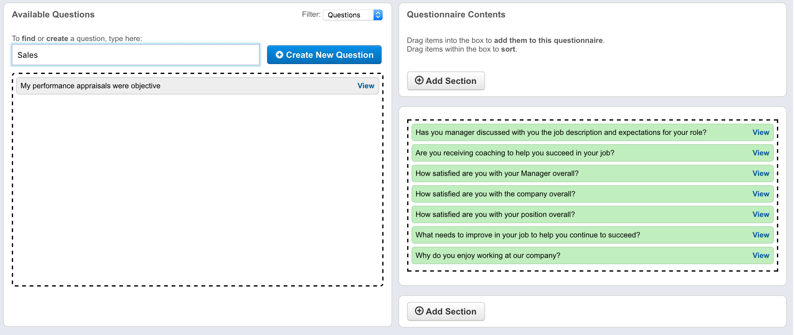 screenshot - create questionaire