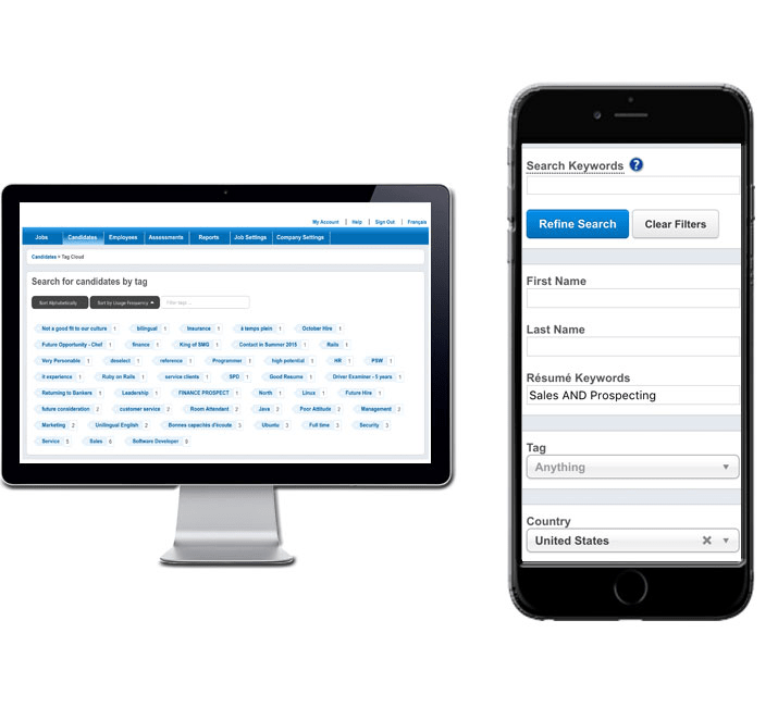 screenshot of candidate search on desktop and mobile screens